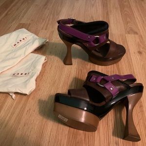 MARNI wooden platform heels